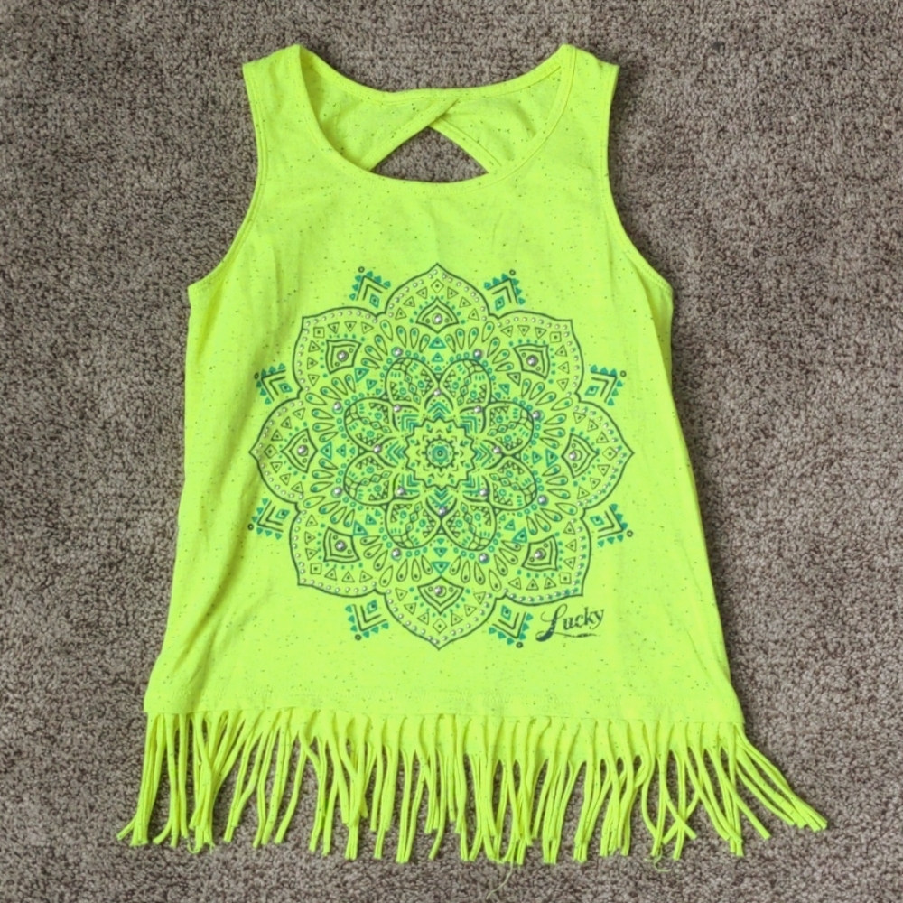 Lucky brand girls size Small neon fringe tank